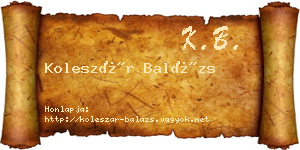 Koleszár Balázs névjegykártya
